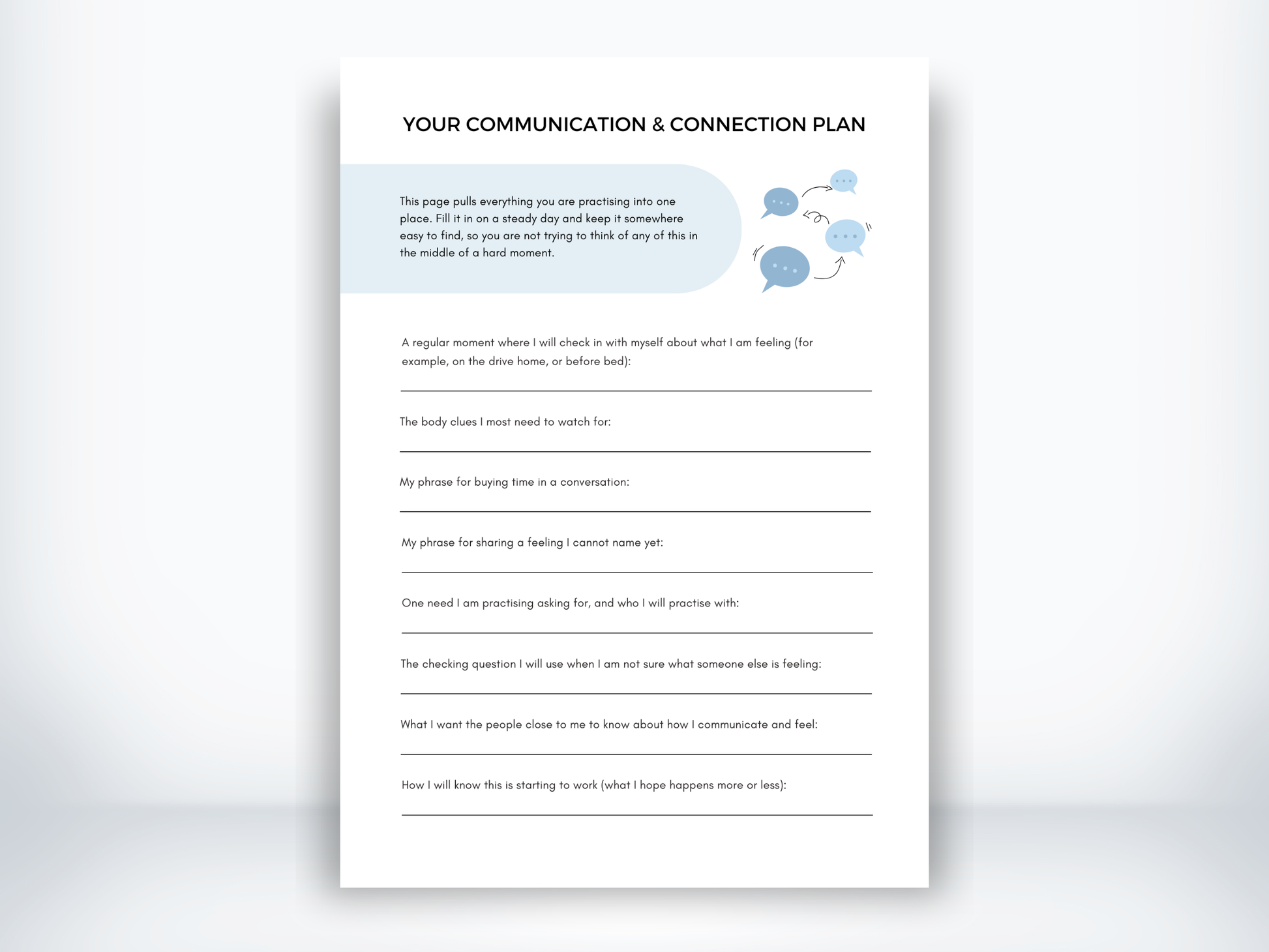 Your Communication and Connection Plan PDF