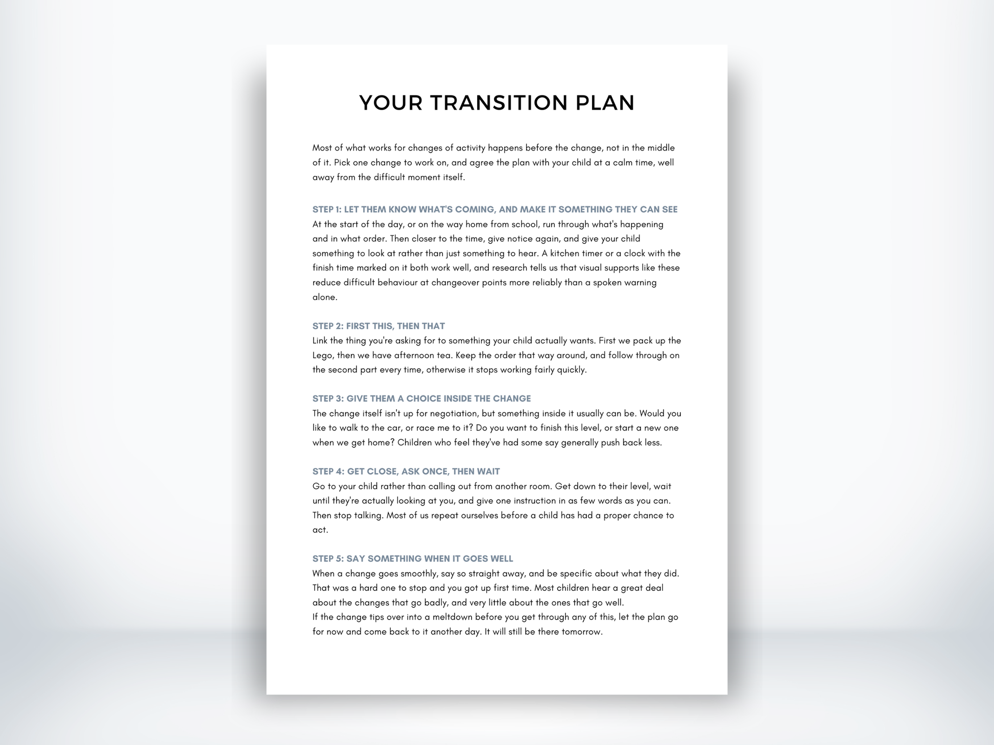 Your Transition Plan PDF