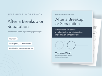 After a Breakup or Separation self-help workbook by Veronica West, registered psychologist