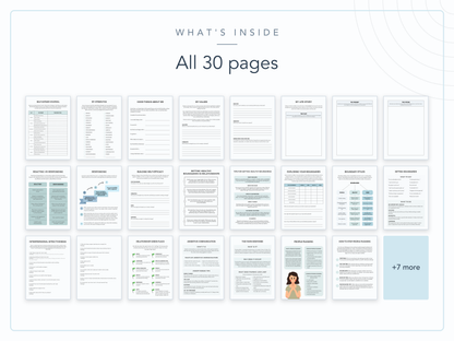 All 30 pages of the Self Esteem Worksheets Bundle