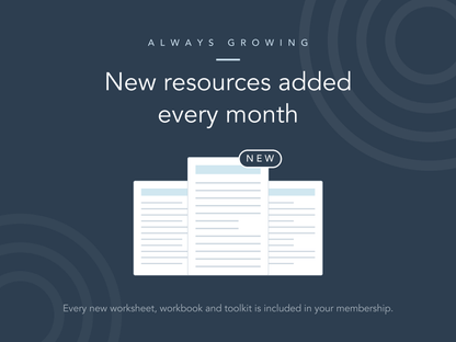 New therapy worksheets and resources added to the subscription library every month